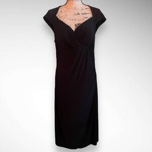 CARTISE Black Midi Length Dress With Sweetheart Neckline and Cap Sleeves | EUC|